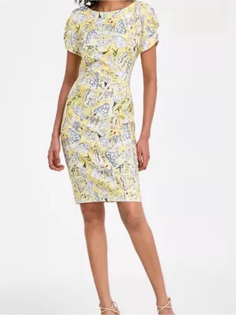 Karl Lagerfeld Yellow Illustrated Midi Dress